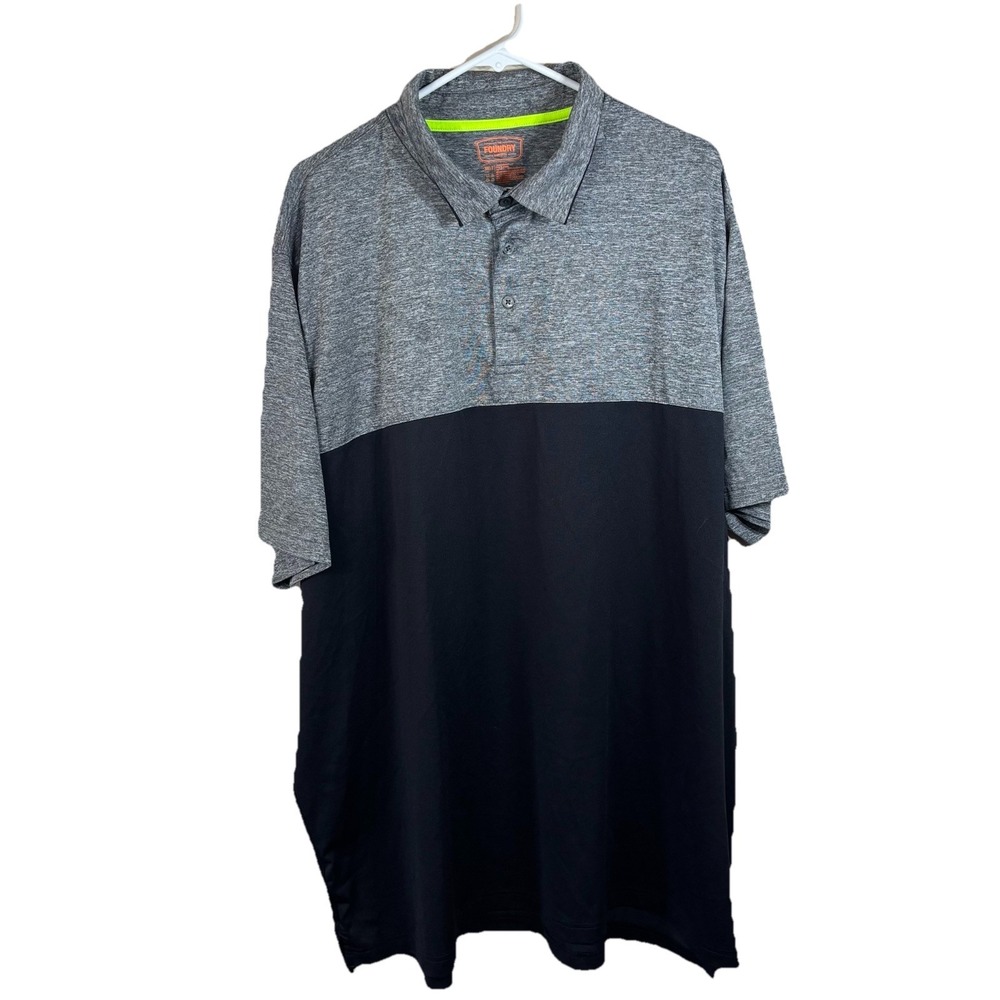 Foundry Supply Co Mens 3XLT Black Gray Short Sleeve Polo Shirt Golf Activewear